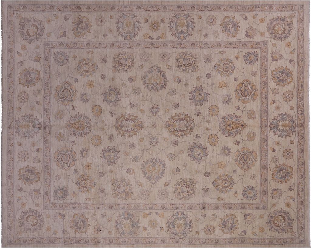 Ivory 8' 2" X 10' 1" Turkish Oushak Hand-Knotted Rug - P6563