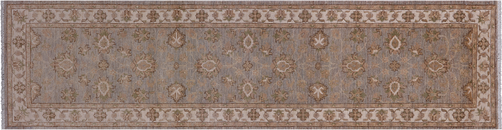 Grey 2' 7" X 9' 7" Turkish Oushak Hand-Knotted Runner Rug - P6631