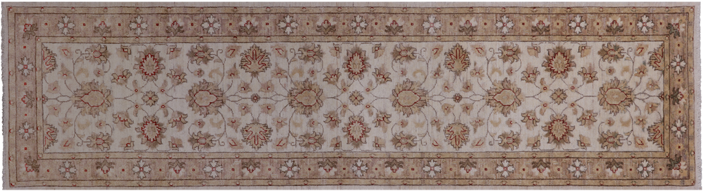 Ivory 2' 6" X 9' 6" Turkish Oushak Hand Knotted Runner Rug - P6652