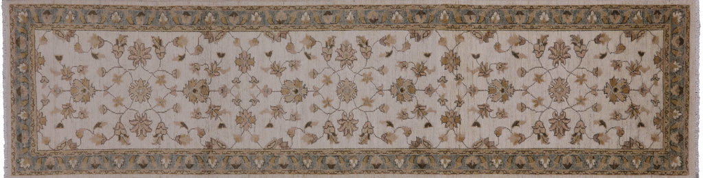 Ivory 2' 6" X 9' 9" Turkish Oushak Hand Knotted Runner Wool Rug - P6657