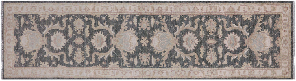 Grey 2' 8" X 9' 9" Runner Turkish Oushak Hand Knotted Rug - P6659