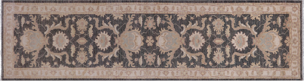 Grey 2' 8" X 9' 9" Runner Turkish Oushak Hand Knotted Rug - P6659