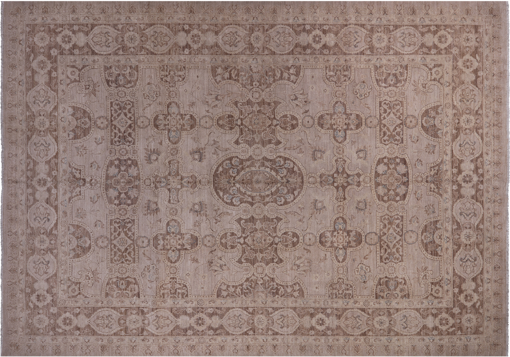 Ivory 8' 10" X 12' 4" Turkish Oushak Hand Knotted Rug - P6664