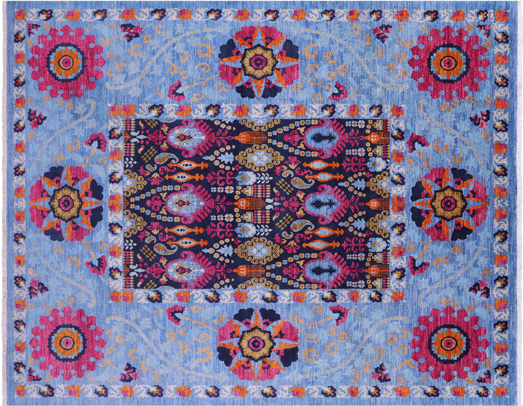 Blue William Morris Handmade Wool Rug 7' 10" X 10' 1" - P6931