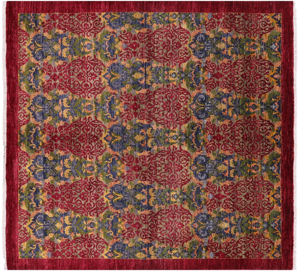 Square Hand-Knotted William Morris Wool Rug - Manhattan Rugs
