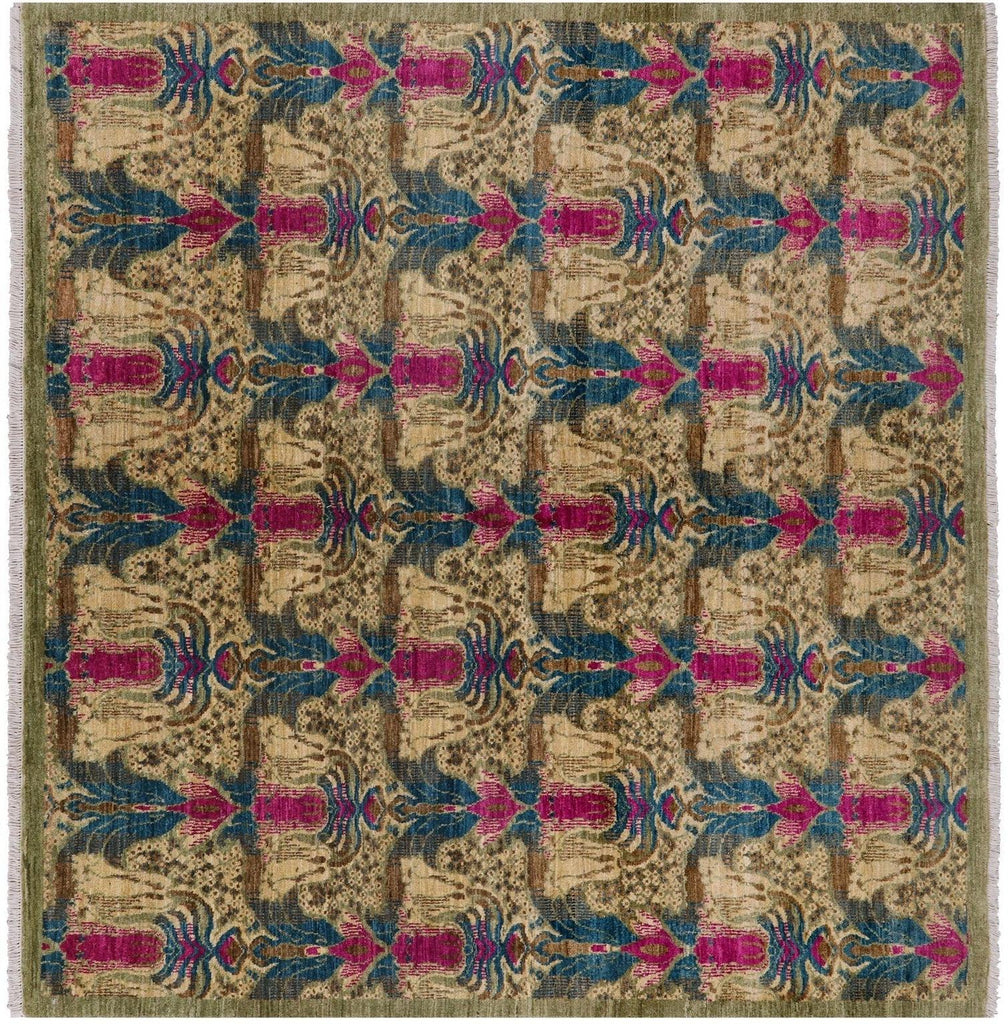 Square Handmade William Morris Wool Rug - Manhattan Rugs