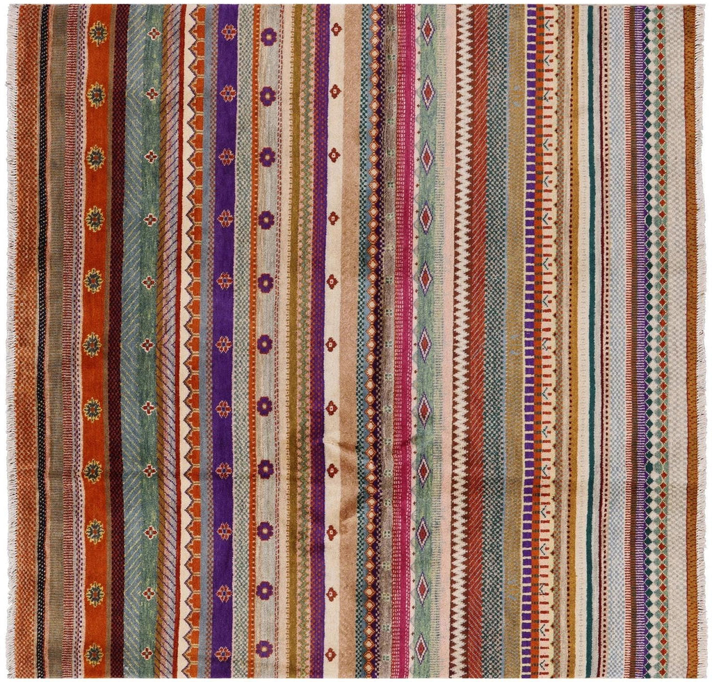 Square Hand-Knotted Loribaft Persian Gabbeh Rug - Manhattan Rugs