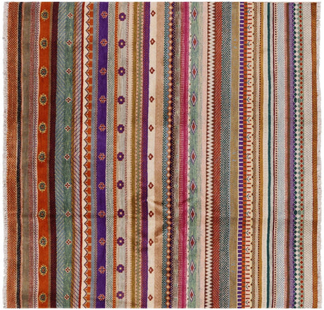 Square Hand-Knotted Loribaft Persian Gabbeh Rug - Manhattan Rugs