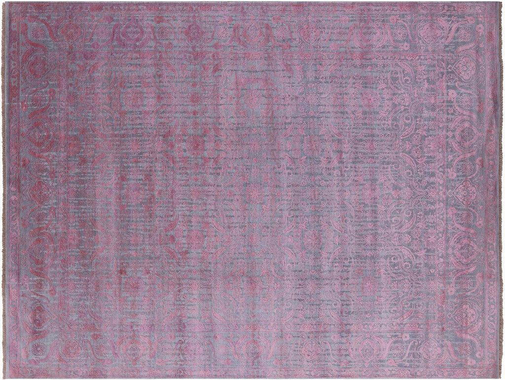 Modern Hi-Lo Pile Hand Knotted Wool & Silk Rug - Manhattan Rugs