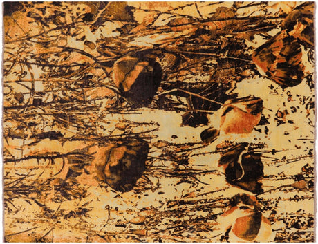 Modern Garden Design Hand Knotted Wool & Silk Rug - Manhattan Rugs