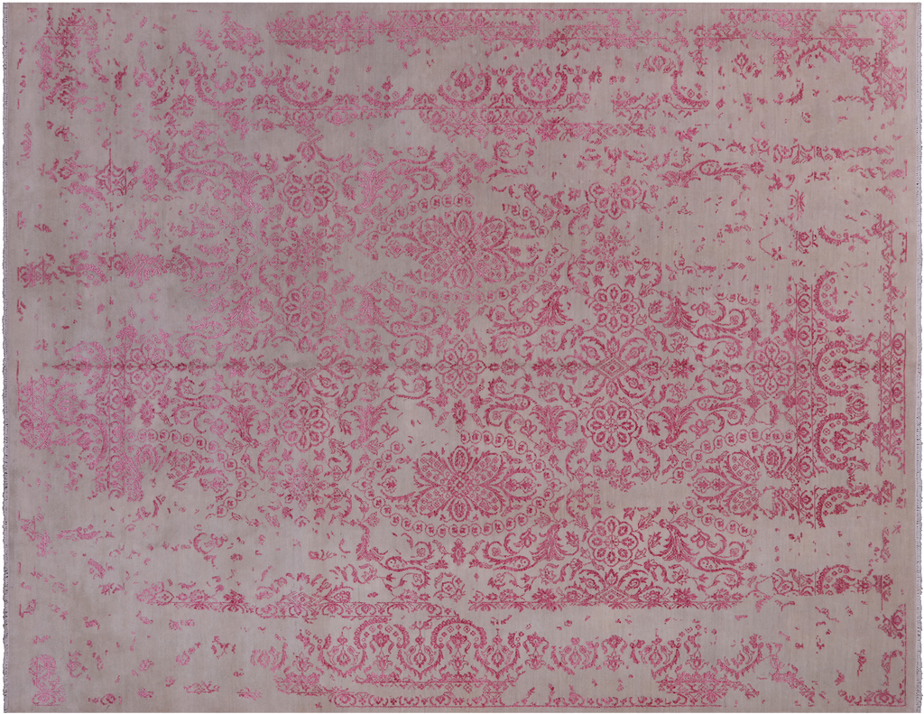 Ivory 8' 1" X 10' 2" Persian Hand Knotted Wool & Silk Rug - P8685