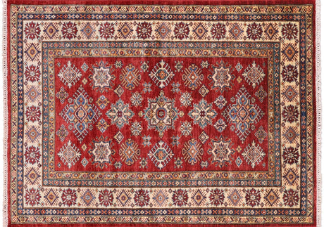 Super Kazak Geometric Hand Knotted Wool Area Rug - Manhattan Rugs
