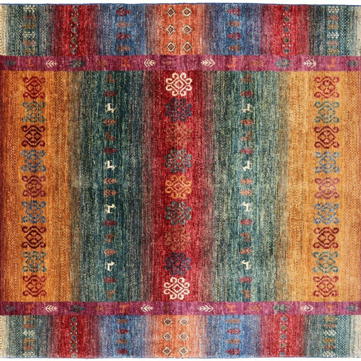 Tribal Persian Gabbeh Handmade Wool Rug 4' 11