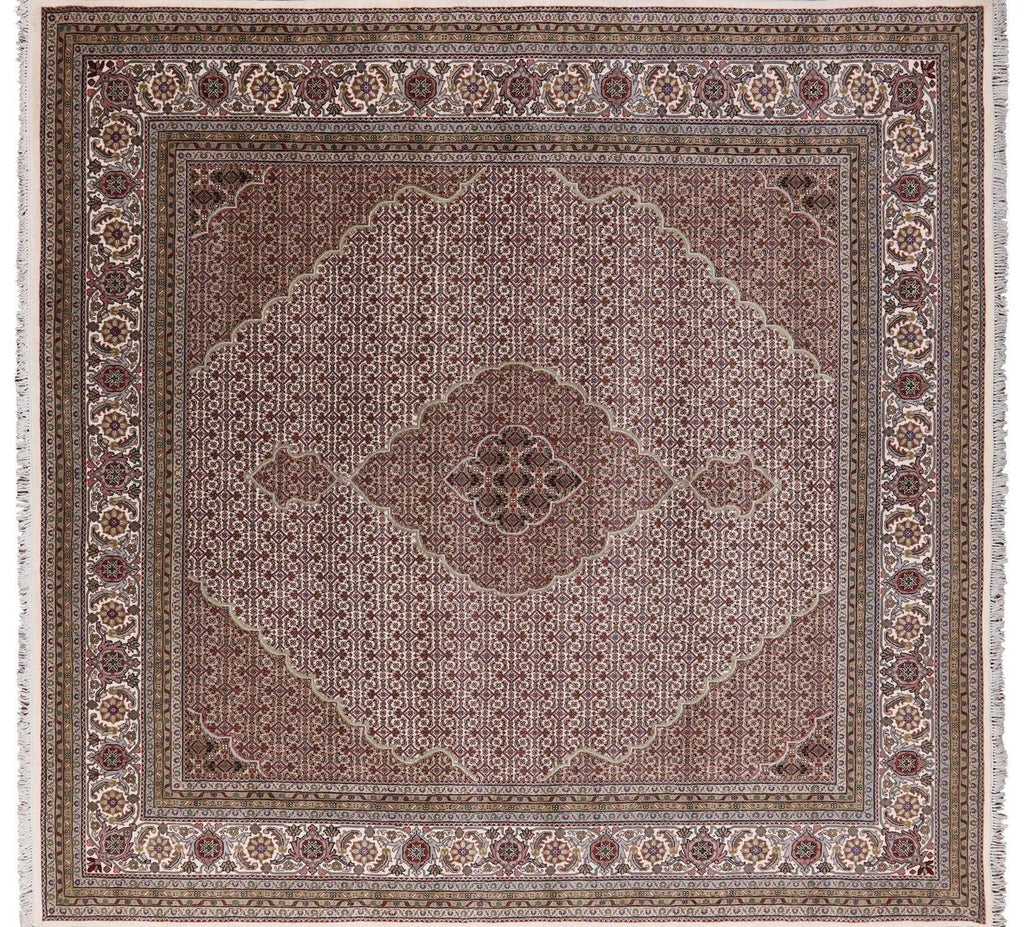 Square Persian Tabriz Handmade Wool & Silk Rug - Manhattan Rugs