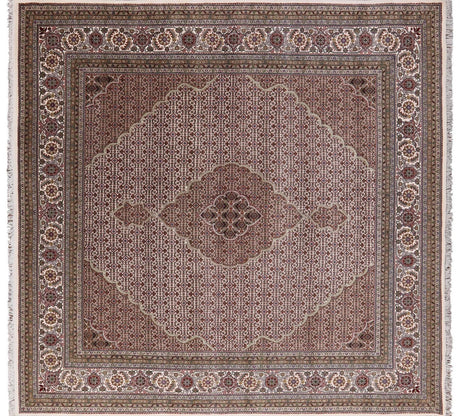 Square Persian Tabriz Handmade Wool & Silk Rug - Manhattan Rugs