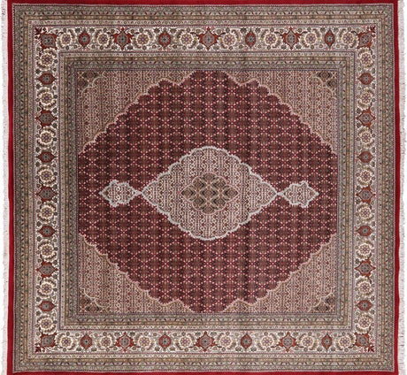 Square Handmade Wool & Silk Persian Tabriz Area Rug - Manhattan Rugs