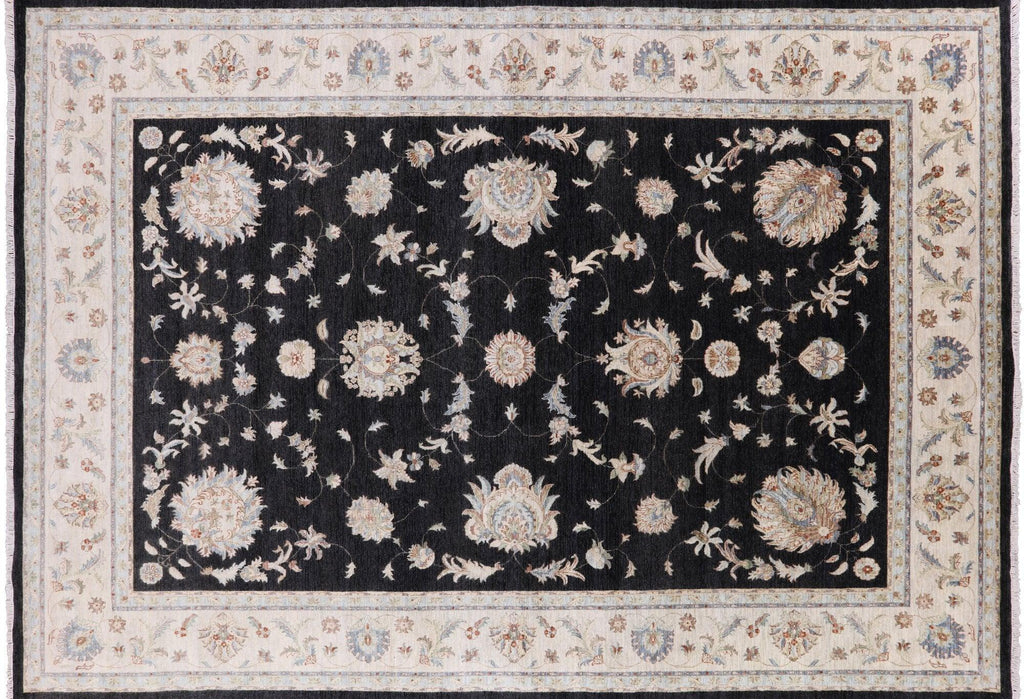 Black Turkish Oushak Hand Knotted Wool Area Rug - Manhattan Rugs
