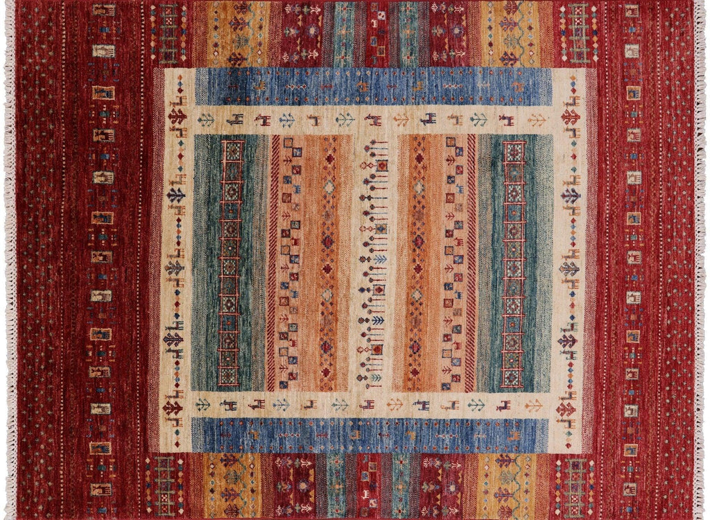 Hand Knotted Tribal Persian Gabbeh Wool Rug - Manhattan Rugs