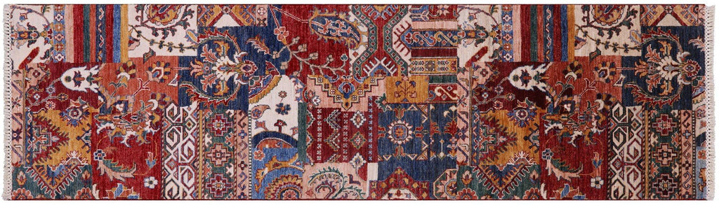 Geometric Super Kazak Hand Knotted Runner Rug - Manhattan Rugs