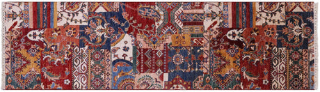 Geometric Super Kazak Hand Knotted Runner Rug - Manhattan Rugs