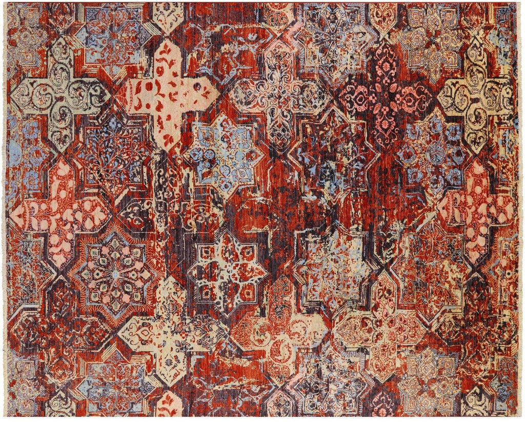 Modern Geometric Wool & Silk Hand Knotted Rug - Manhattan Rugs
