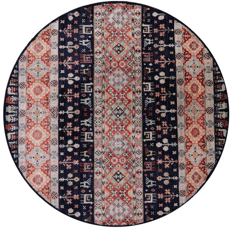 Round Hand Knotted Tribal Persian Gabbeh Wool Rug - Manhattan Rugs
