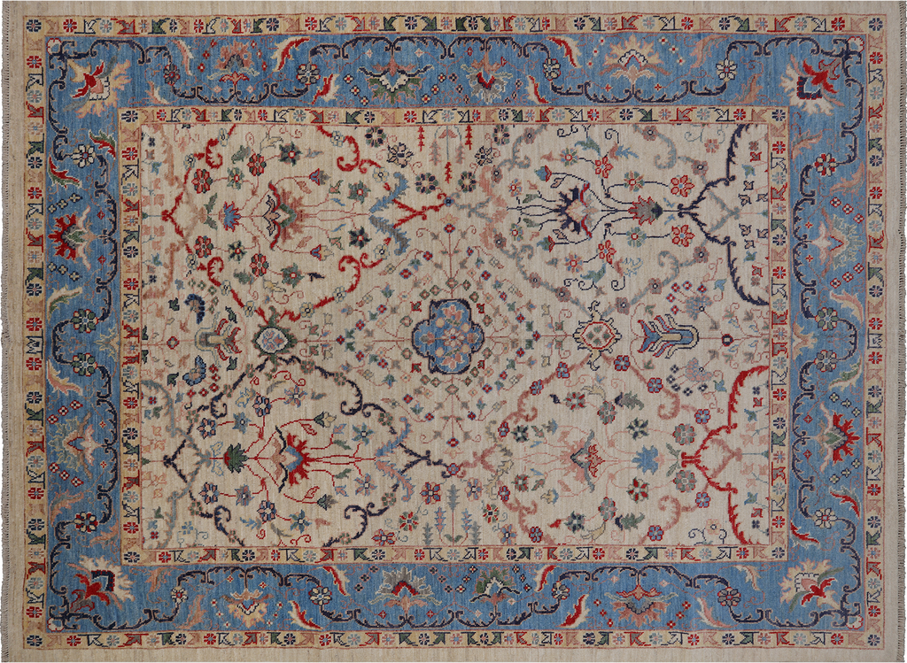 Ivory Handmade Turkish Oushak Wool On Wool Rug 8' 11" X 12' 2" - Q10490
