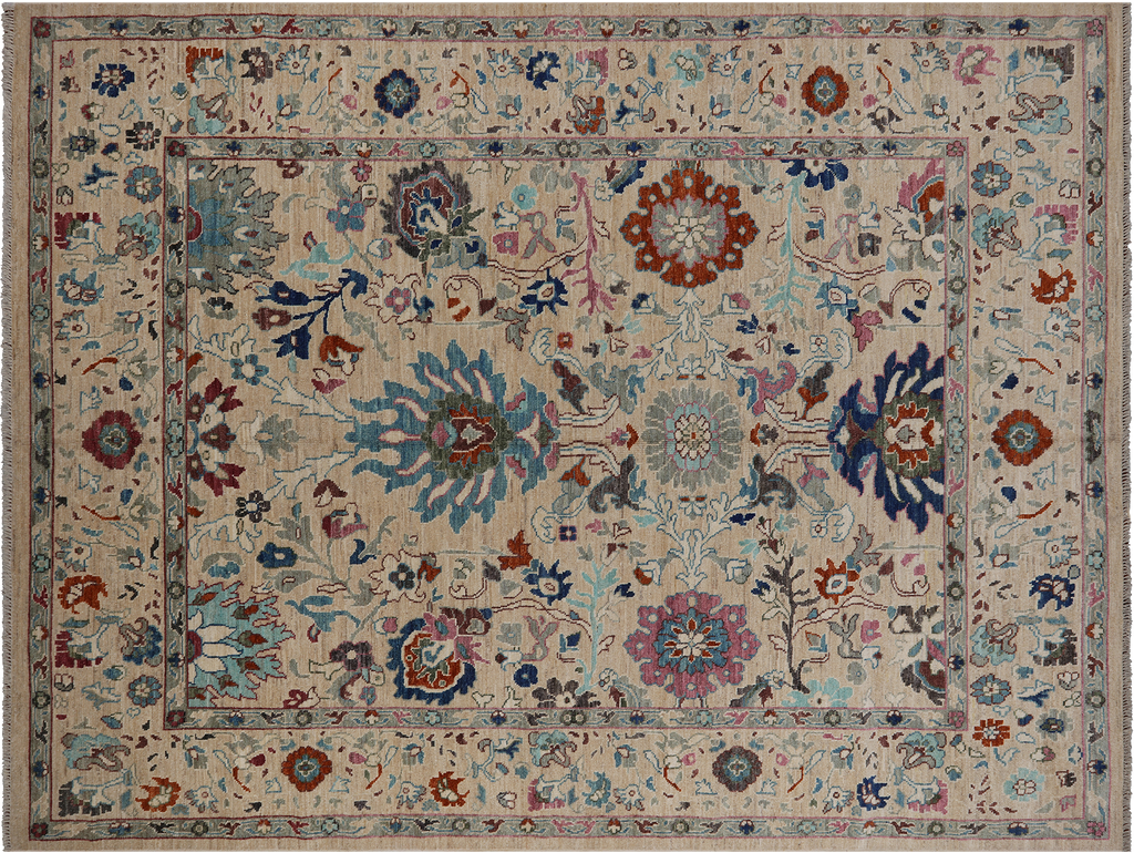 Ivory 8' 11" X 11' 10" Turkish Oushak Handmade Wool On Wool Rug - Q10514