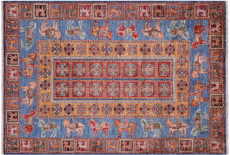 Antiqued Pazyryk Historical Design Hand-Knotted Wool Rug - Manhattan Rugs