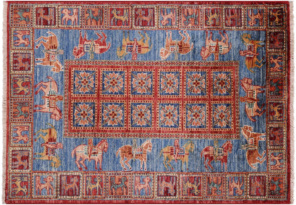 Hand Knotted Antiqued Pazyryk Historical Design Wool Rug - Manhattan Rugs