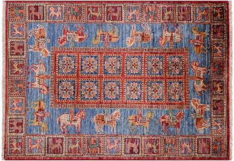 Hand Knotted Antiqued Pazyryk Historical Design Wool Rug - Manhattan Rugs