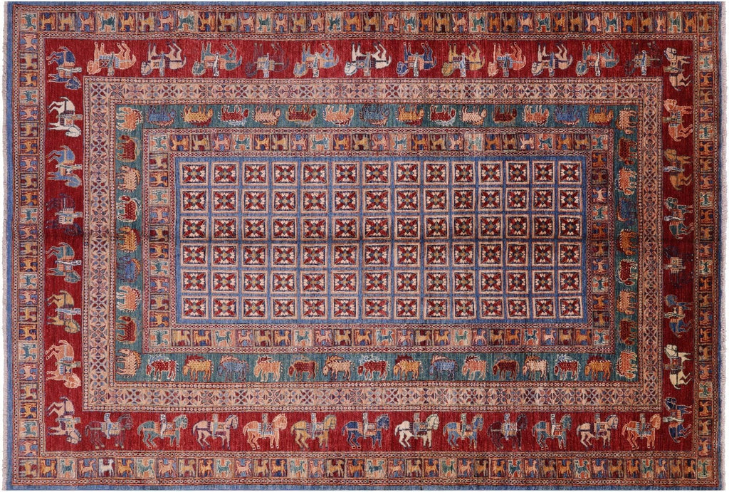 Handmade Antiqued Pazyryk Historical Design Wool Rug - Manhattan Rugs