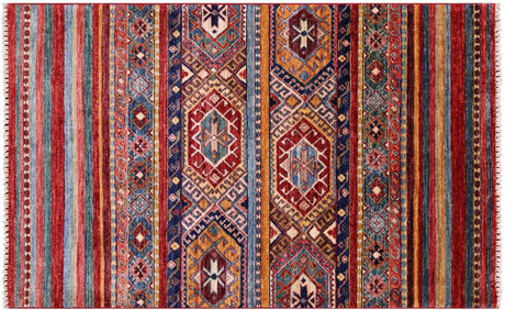 Hand-Knotted Khorjin Super Kazak Wool Rug - Manhattan Rugs