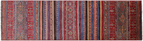 Super Kazak Khorjin Hand-Knotted Wool Runner Rug - Manhattan Rugs