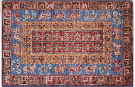 Handmade Antiqued Pazyryk Historical Design Wool Rug - Manhattan Rugs