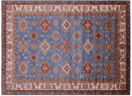 Hand Knotted Geometric Super Kazak Rug - Manhattan Rugs