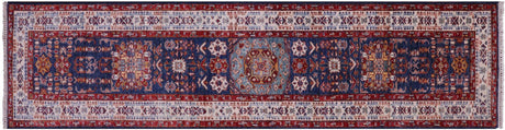 Super Kazak Geometric Hand Knotted Wool Runner Rug - Manhattan Rugs