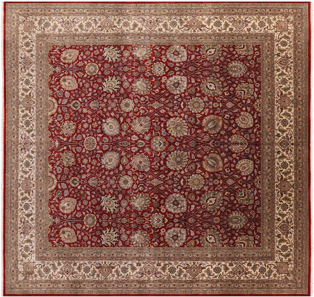 Square Fine Persian Tabriz Hand Knotted Wool Rug - Manhattan Rugs