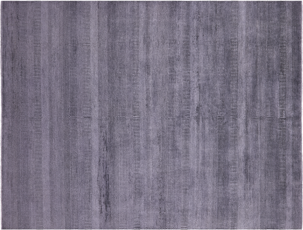 Grey Savannah Grass Wool & Silk Hand Knotted Rug 9' 0" X 12' 2" - Q11442