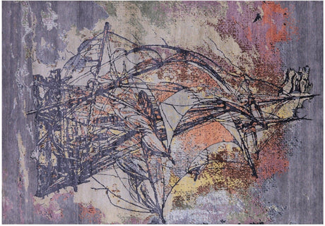 Wool & Silk Sailing Ship Hand Knotted Rug - Manhattan Rugs