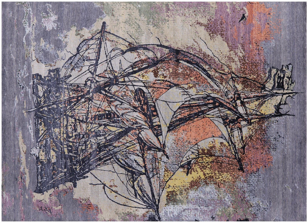 Sailing Ship Wool & Silk Handmade Rug - Manhattan Rugs