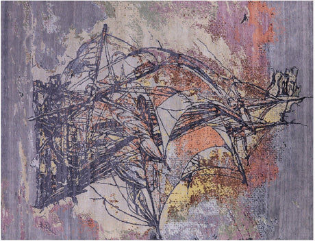 Sailing Ship Wool & Silk Handmade Rug - Manhattan Rugs