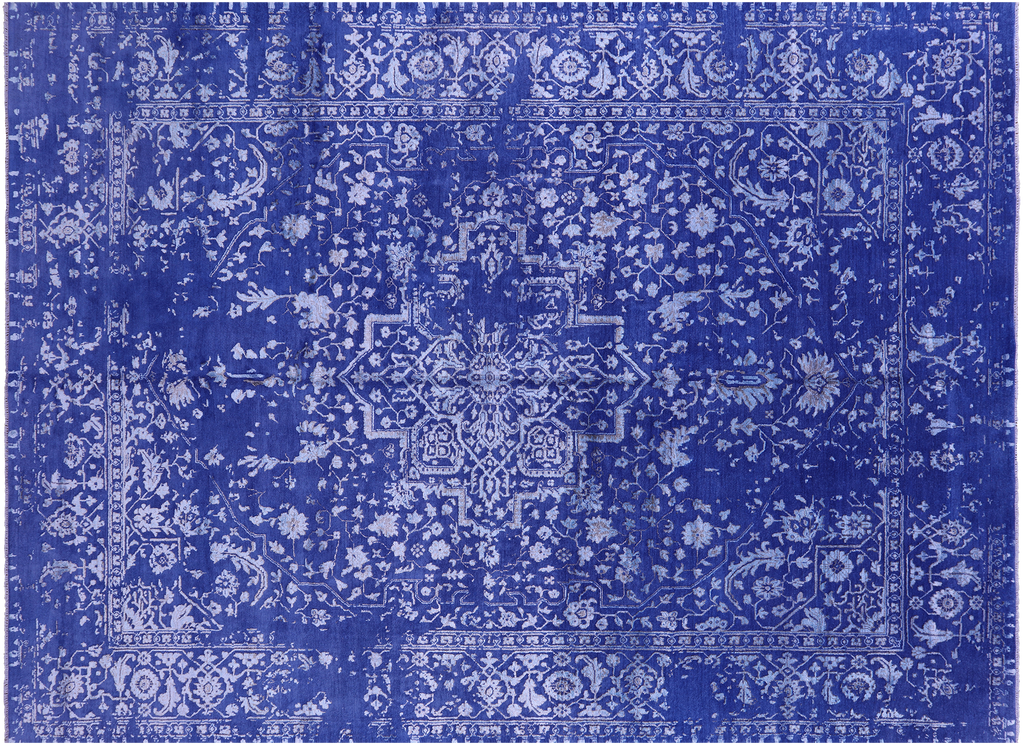 SUPER SALE Blue 8' 10" X 12' 2" Persian Heriz Serapi Hand Knotted Wool & Silk Rug - Q11758