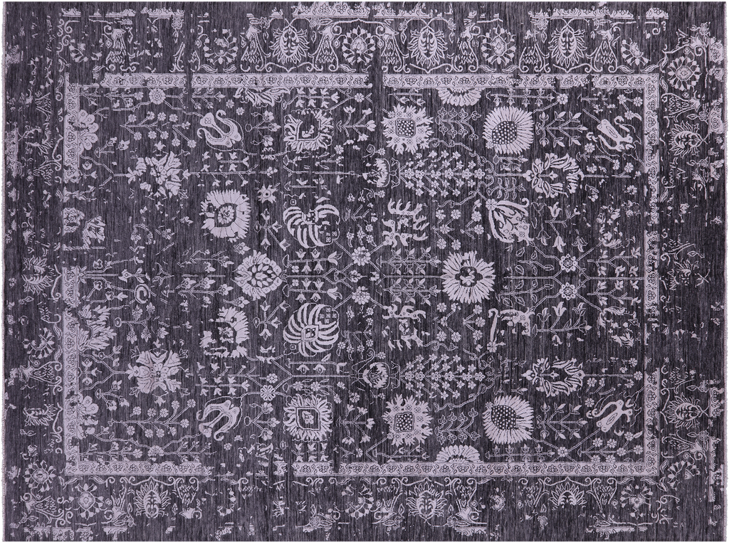 SUPER SALE Grey Persian Tabriz Handmade Wool & Silk Rug 9' 0" X 12' 0" - Q11774