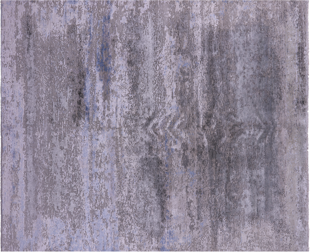 7' 10" X 9' 9" Abstract Wool & Silk Hand Knotted Rug - Q11784