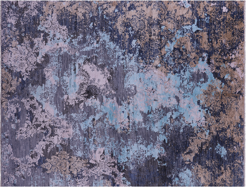 SUPER SALE Abstract Wool & Silk Hand Knotted Rug 7' 9" X 10' 2" - Q11793