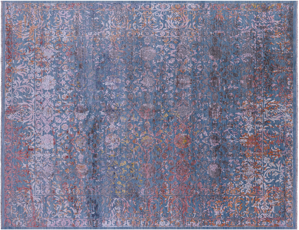 8' 1" X 10' 1" Persian Tabriz Wool & Silk Hand Knotted Rug - Q11805