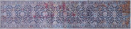 Runner Wool & Silk Persian Tabriz Hand-Knotted Rug - Manhattan Rugs