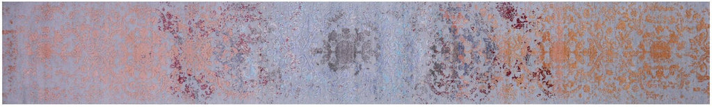Wool & Silk Modern Hand Knotted Runner Rug - Manhattan Rugs
