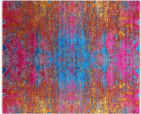 Wool & Silk Abstract Hand Knotted Rug - Manhattan Rugs